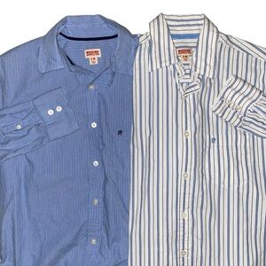 Mossimo Men’s shirts button‎ down size medium blue white stripes 100% cotton